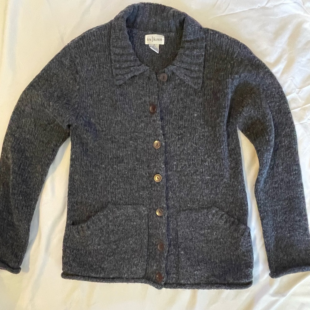 Women's Blue Gray Cardigan Sweater